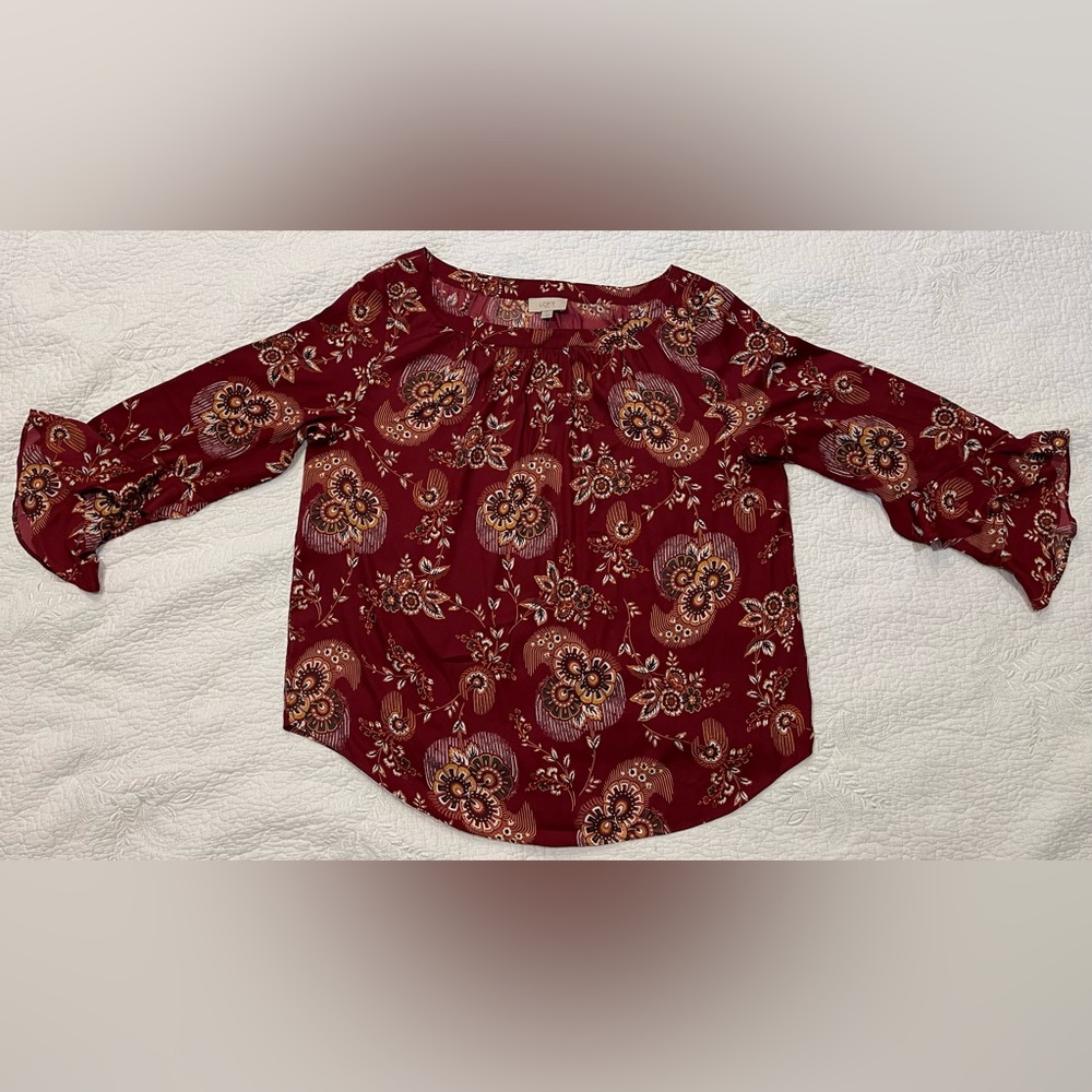 LOFT size Large: Burgundy 3/4 sleeve blouse